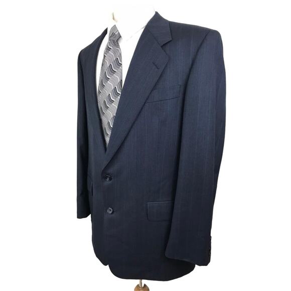 Hickey-Freeman Men's Suit Jacket Wool Size 44 Long Blue 2 Button Vented - Picture 5 of 11